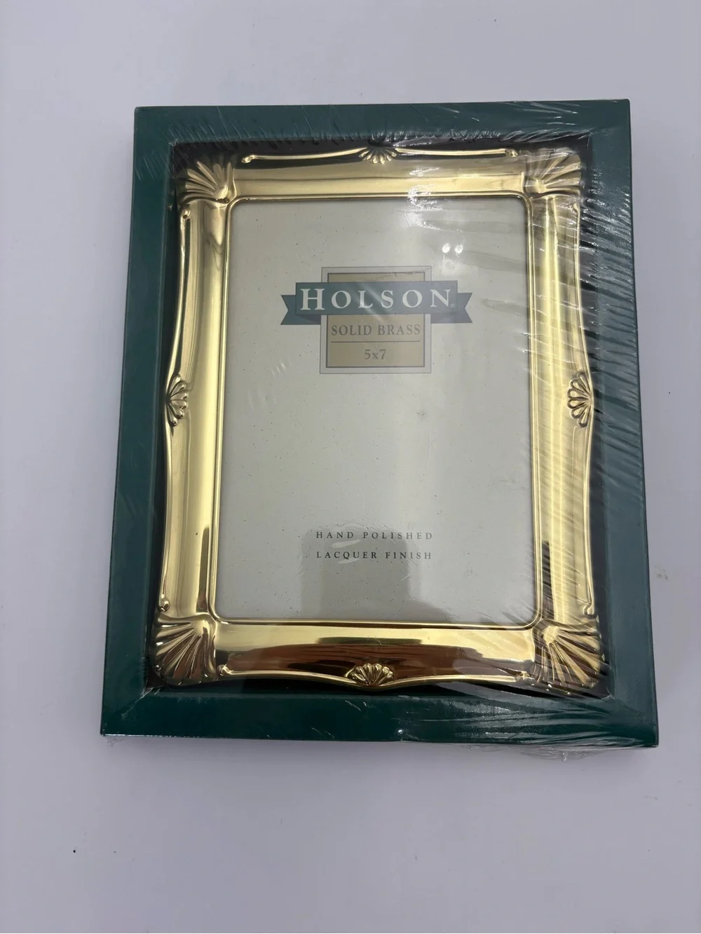 NOS Solid Brass Photo Frame with Shell Detail - 5x7